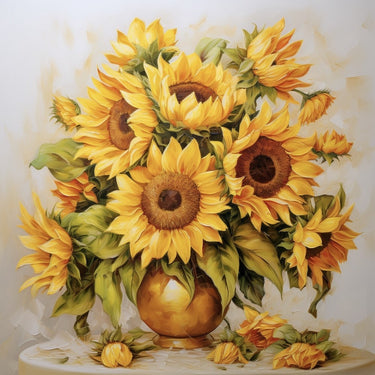 canvas of Sunflowers in Vase